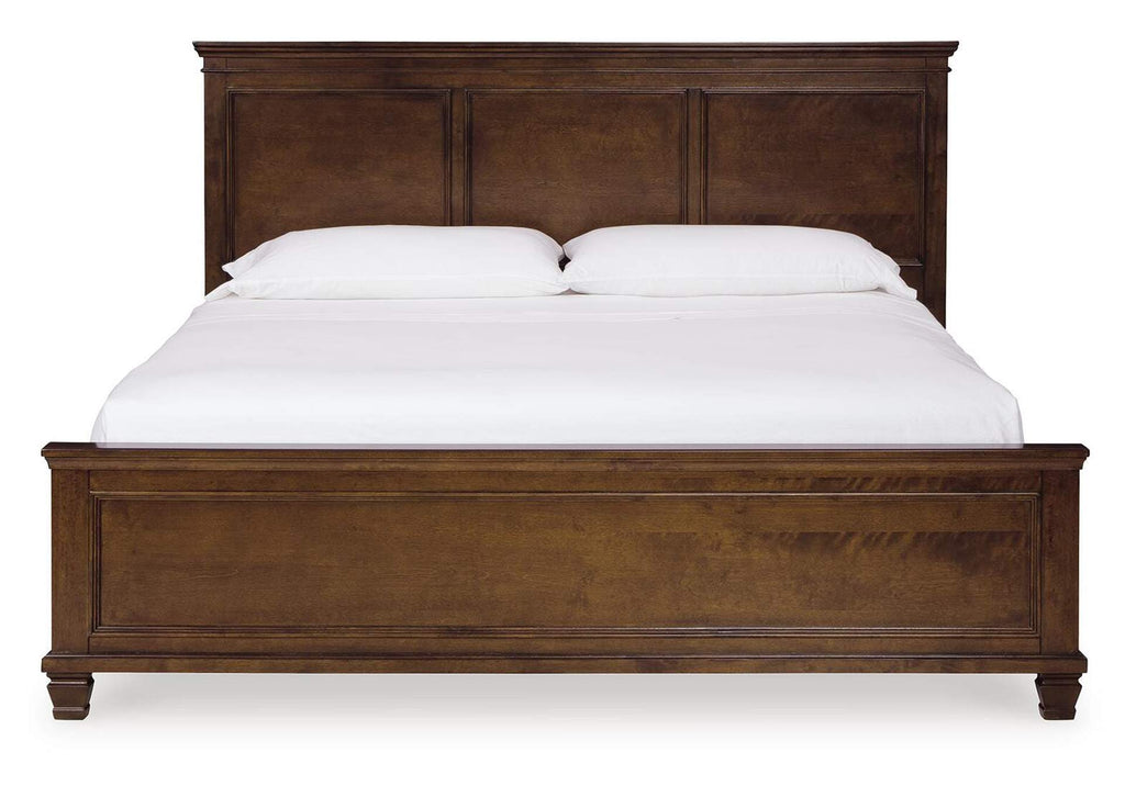 Danabrin King Panel Bed with Mirrored Dresser and Nightstand front view