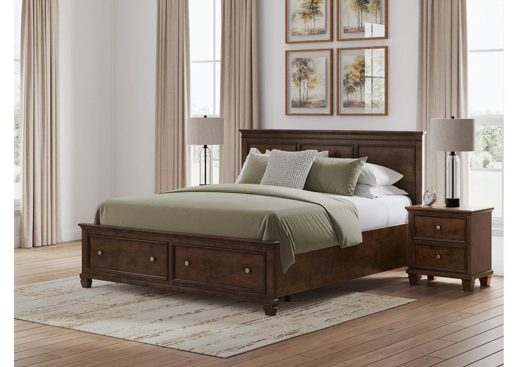 Danabrin California King Panel Storage Bed, Dresser and Nightstand