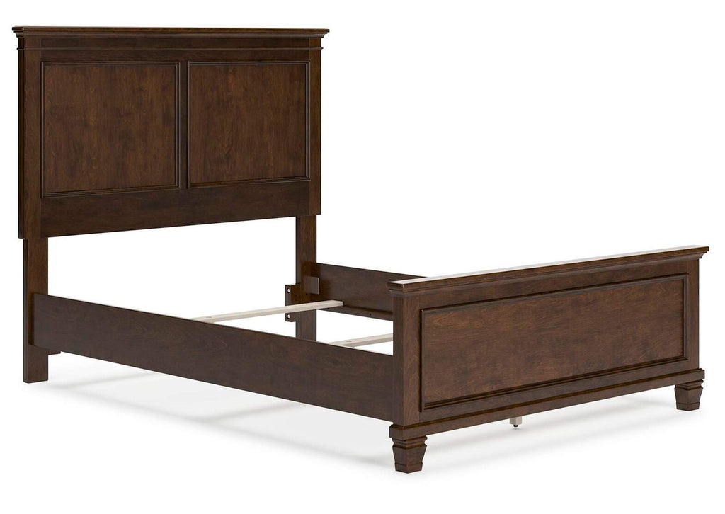Danabrin Full Panel Bed with Mirrored Dresser and Nightstand angled view