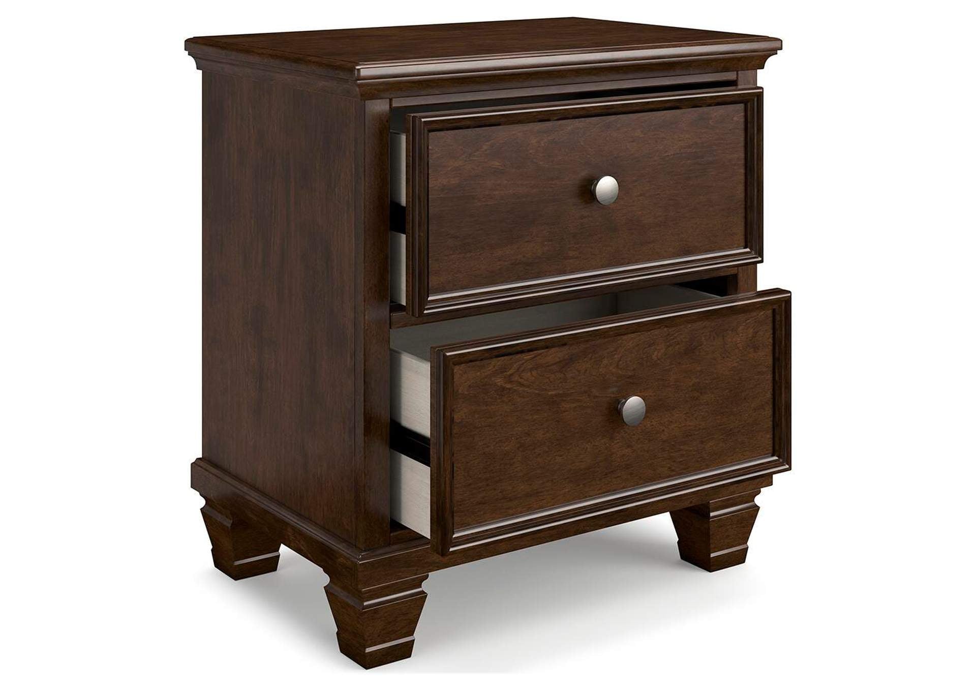 Danabrin California King Panel Storage Bed, Dresser, Mirror and Nightstand angled view