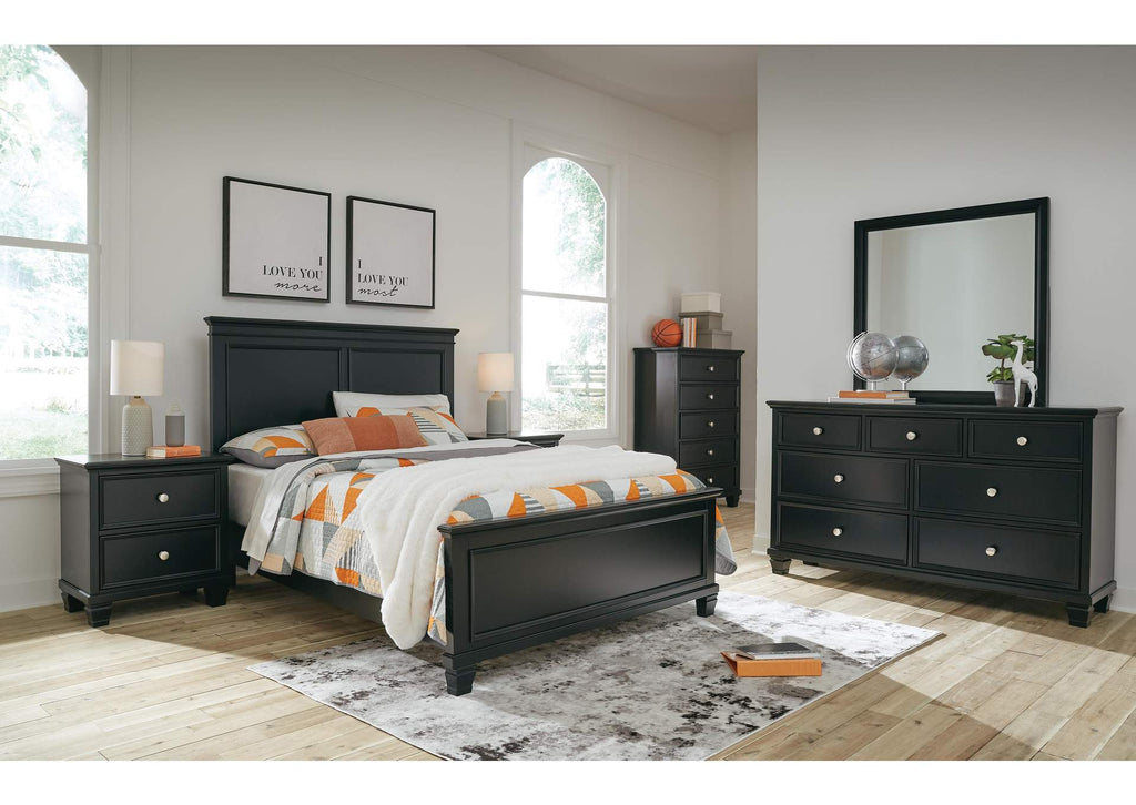 Lanolee Full Panel Bed with Mirrored Dresser, Chest and Nightstand