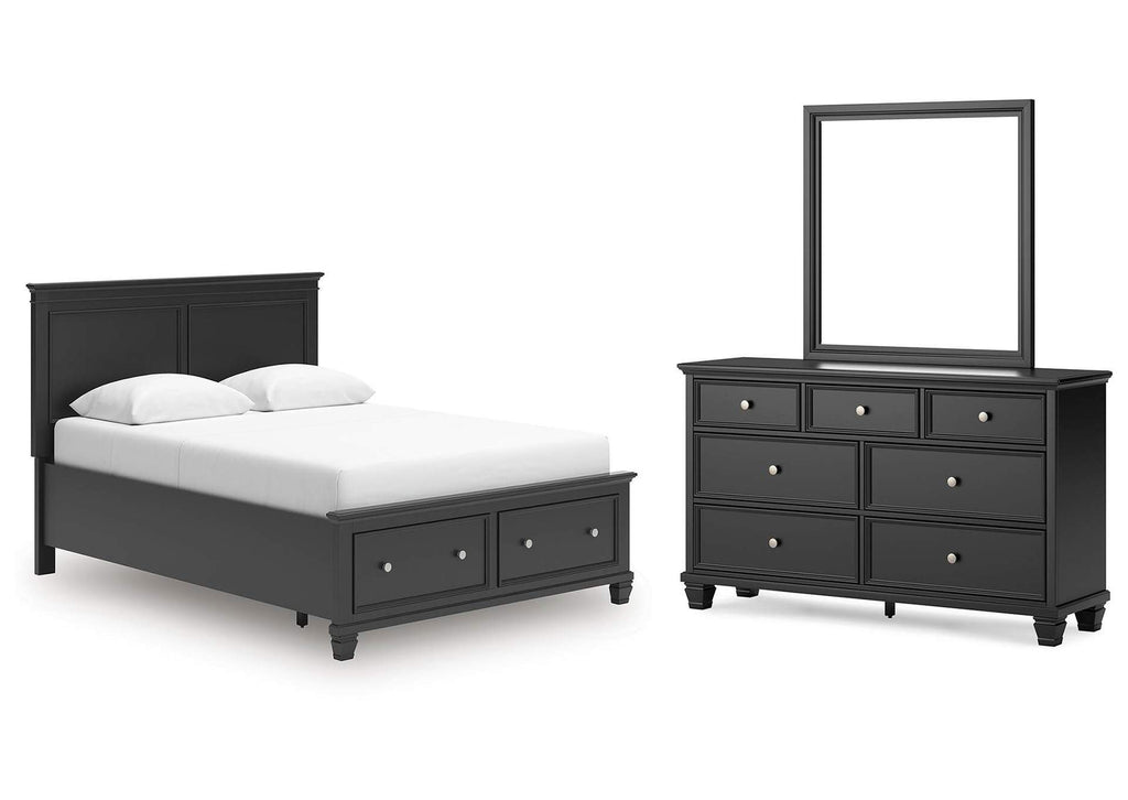 Lanolee Queen Panel Storage Bed, Dresser and Mirror