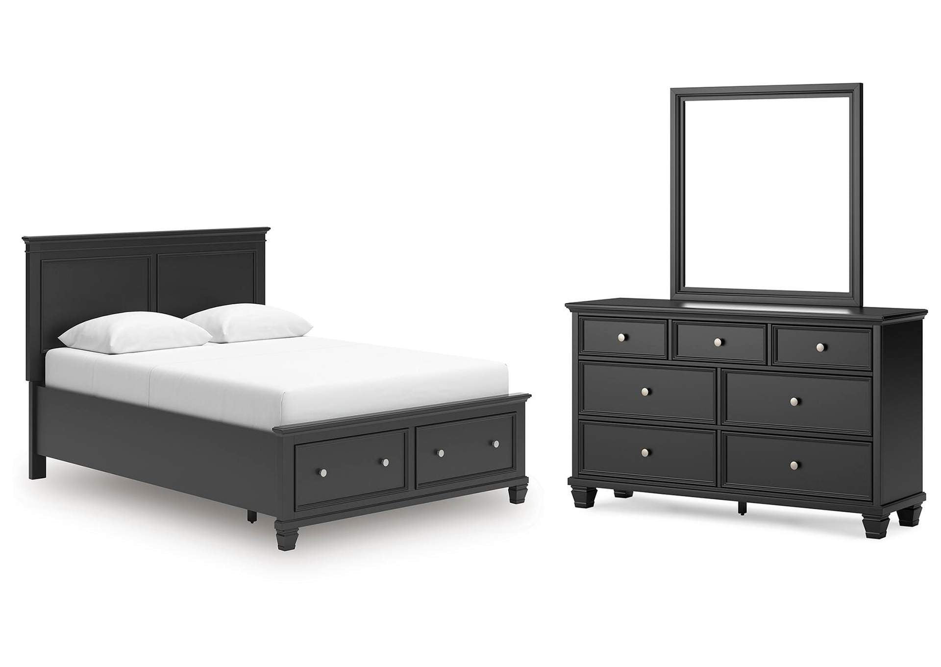 Lanolee Queen Panel Storage Bed, Dresser and Mirror