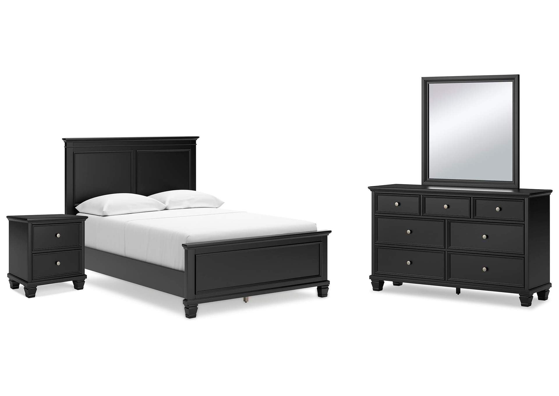Lanolee Full Panel Bed with Mirrored Dresser and Nightstand