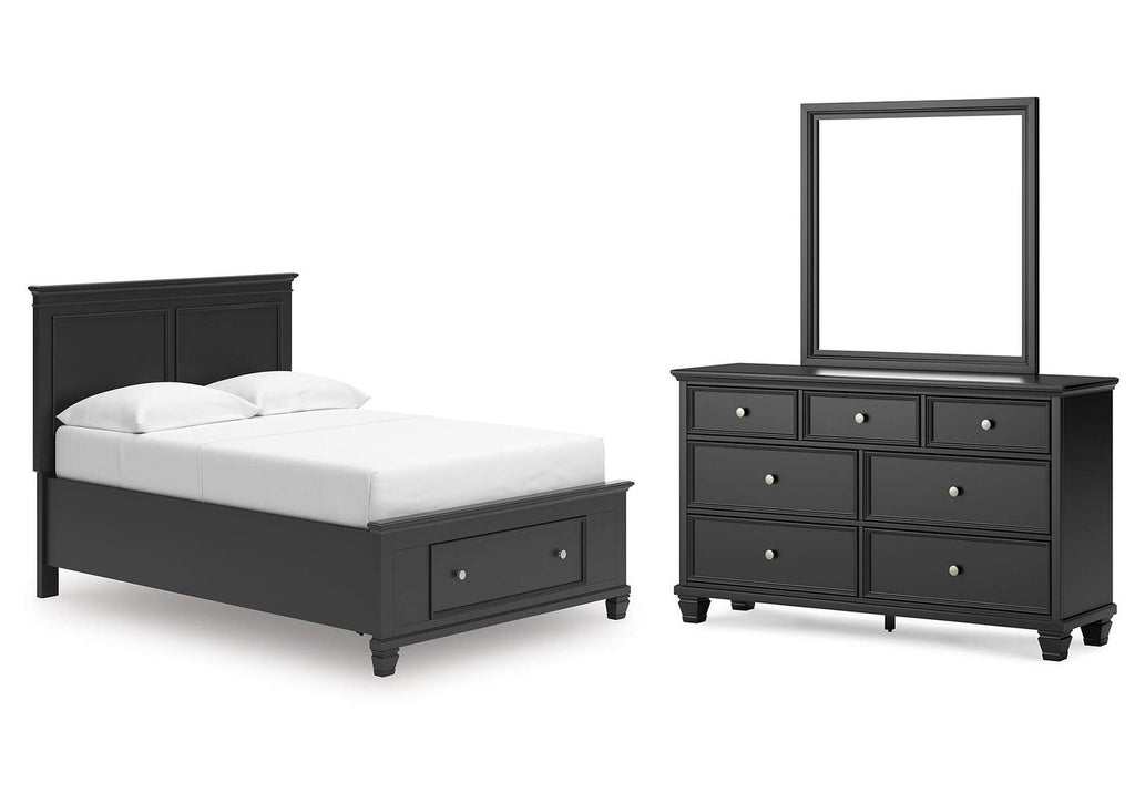 Lanolee Full Panel Storage Bed, Dresser and Mirror