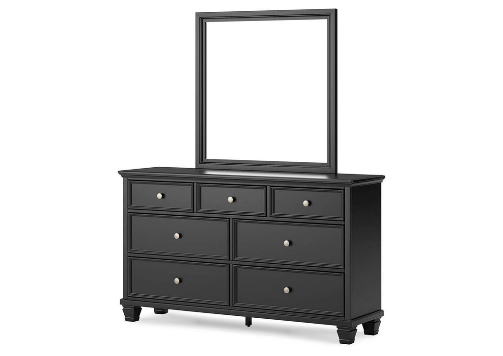 Lanolee Twin Panel Bed with Mirrored Dresser and Nightstand angled view