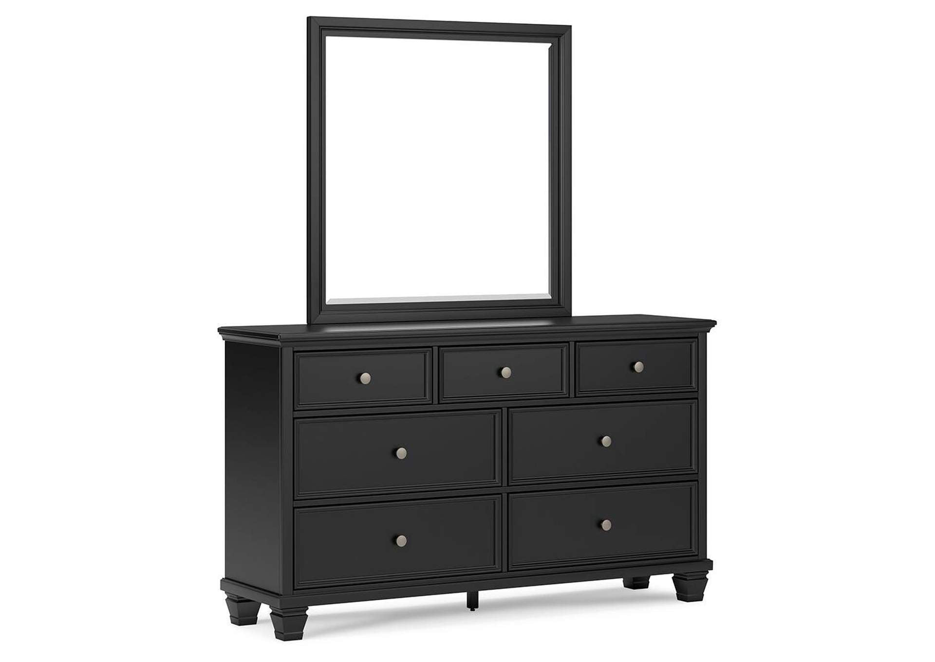 Lanolee King Panel Bed with Mirrored Dresser angled view
