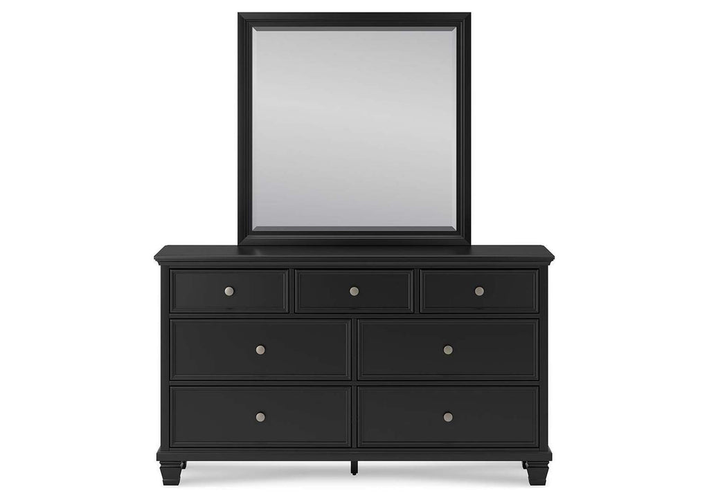 Lanolee King Panel Storage Bed, Dresser, Mirror and Nightstand front view