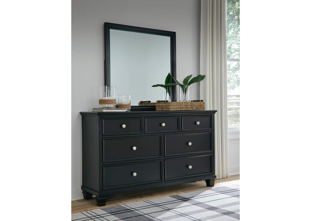 Lanolee Twin Panel Bed with Mirrored Dresser and Nightstand