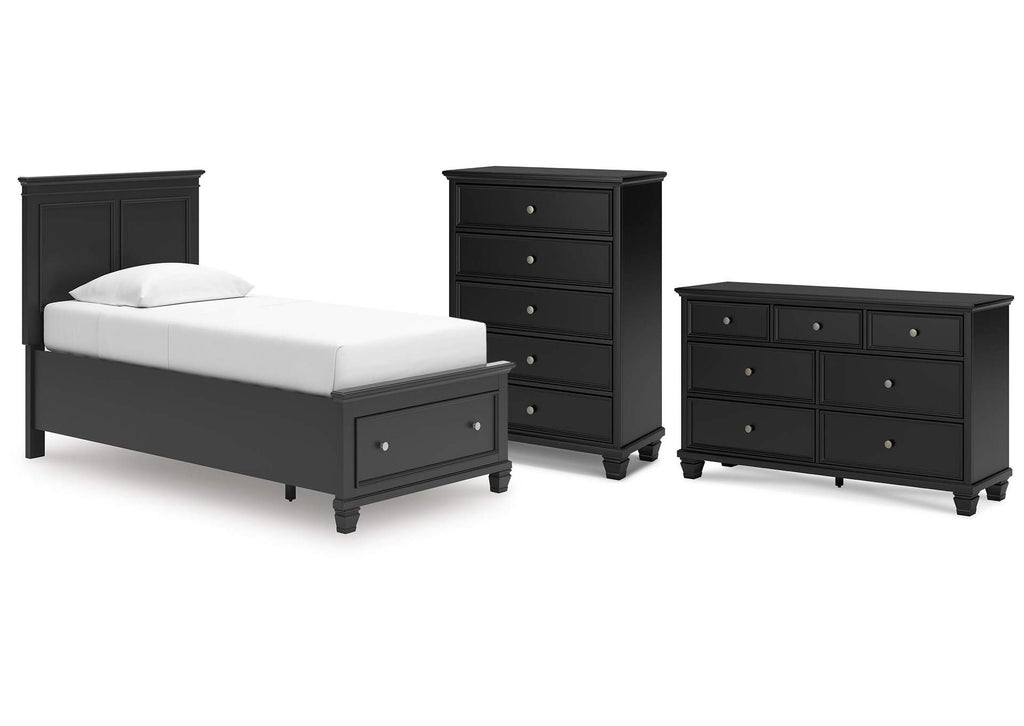 Lanolee Twin Panel Storage Bed, Dresser and Chest