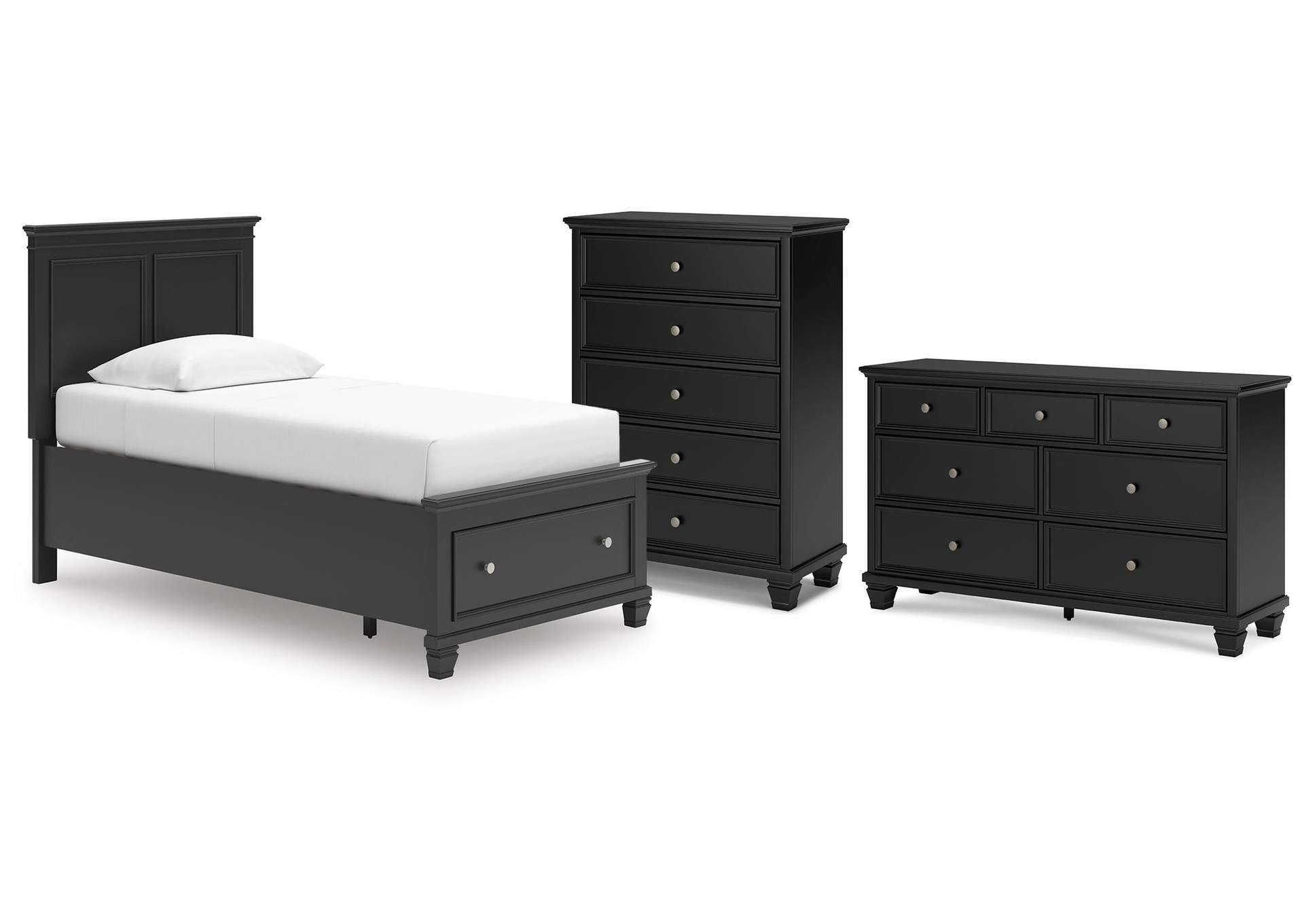 Lanolee Twin Panel Storage Bed, Dresser and Chest