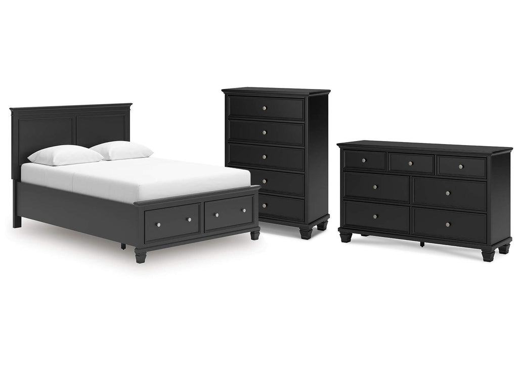 Lanolee Queen Panel Storage Bed, Dresser and Chest