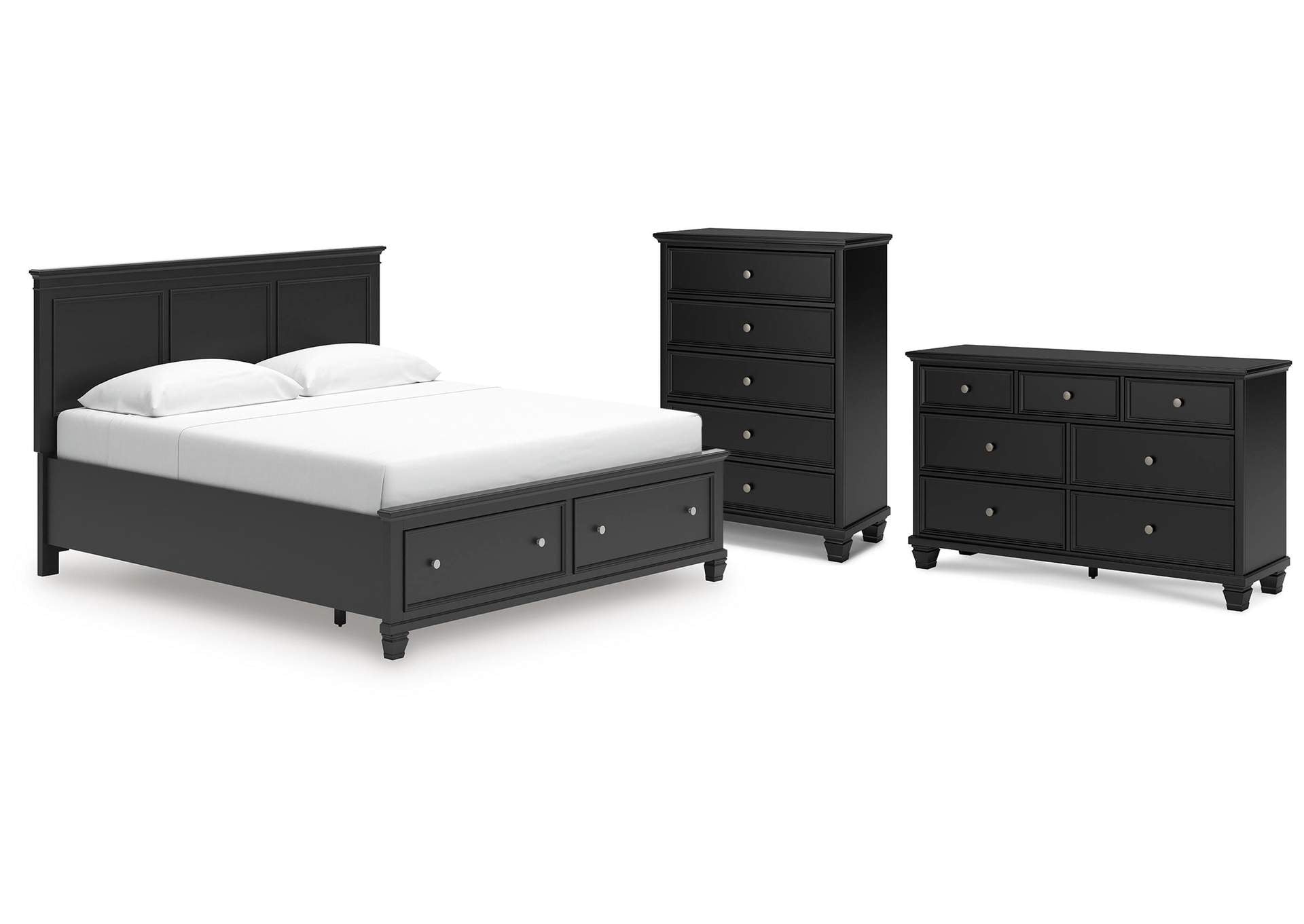 Lanolee King Panel Storage Bed, Dresser and Chest