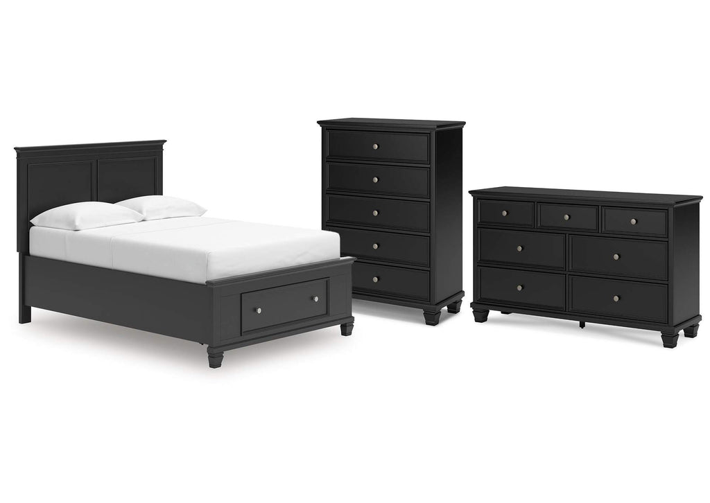 Lanolee Full Panel Storage Bed, Dresser and Chest
