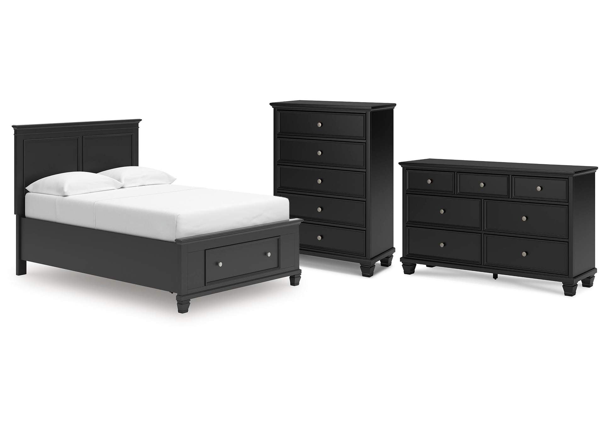 Lanolee Full Panel Storage Bed, Dresser and Chest