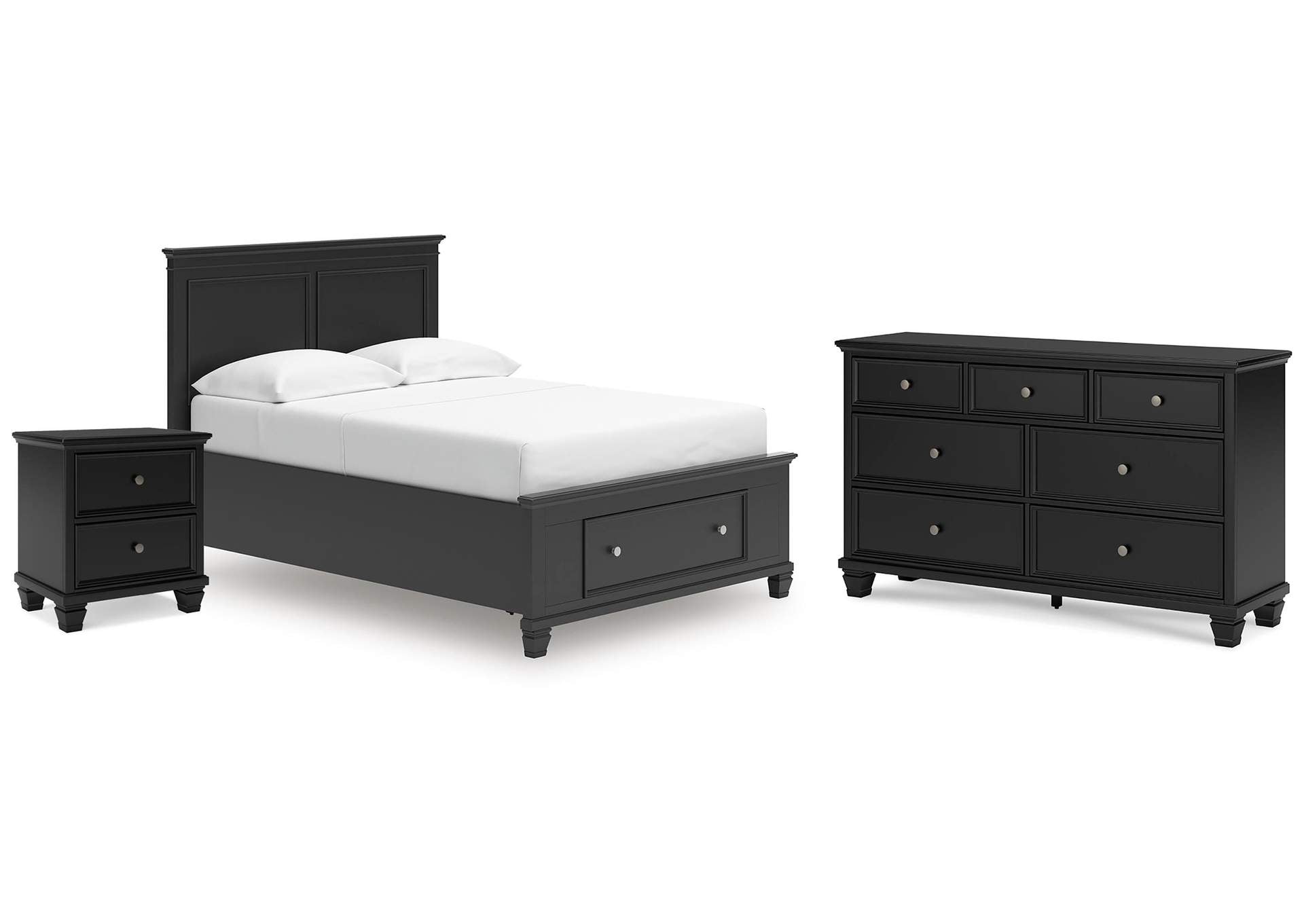 Lanolee Full Panel Storage Bed, Dresser and Nightstand