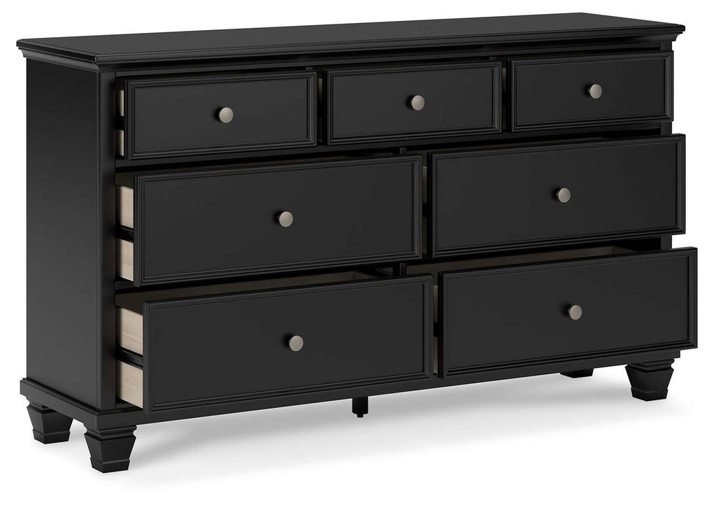 Lanolee Full Panel Storage Bed, Dresser and Nightstand angled view