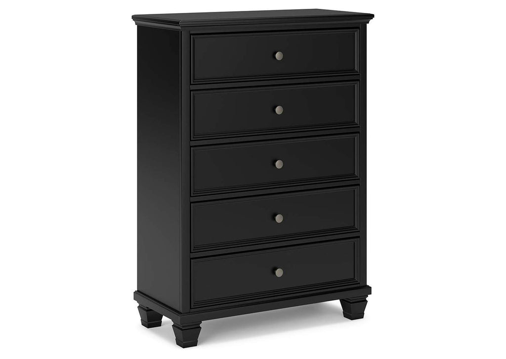 Lanolee Queen Panel Storage Bed, Dresser and Chest angled view