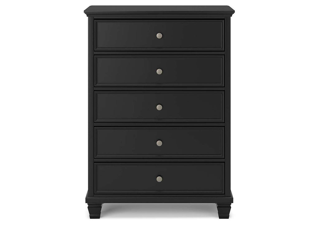 Lanolee King Panel Bed with Mirrored Dresser, Chest and 2 Nightstands front view
