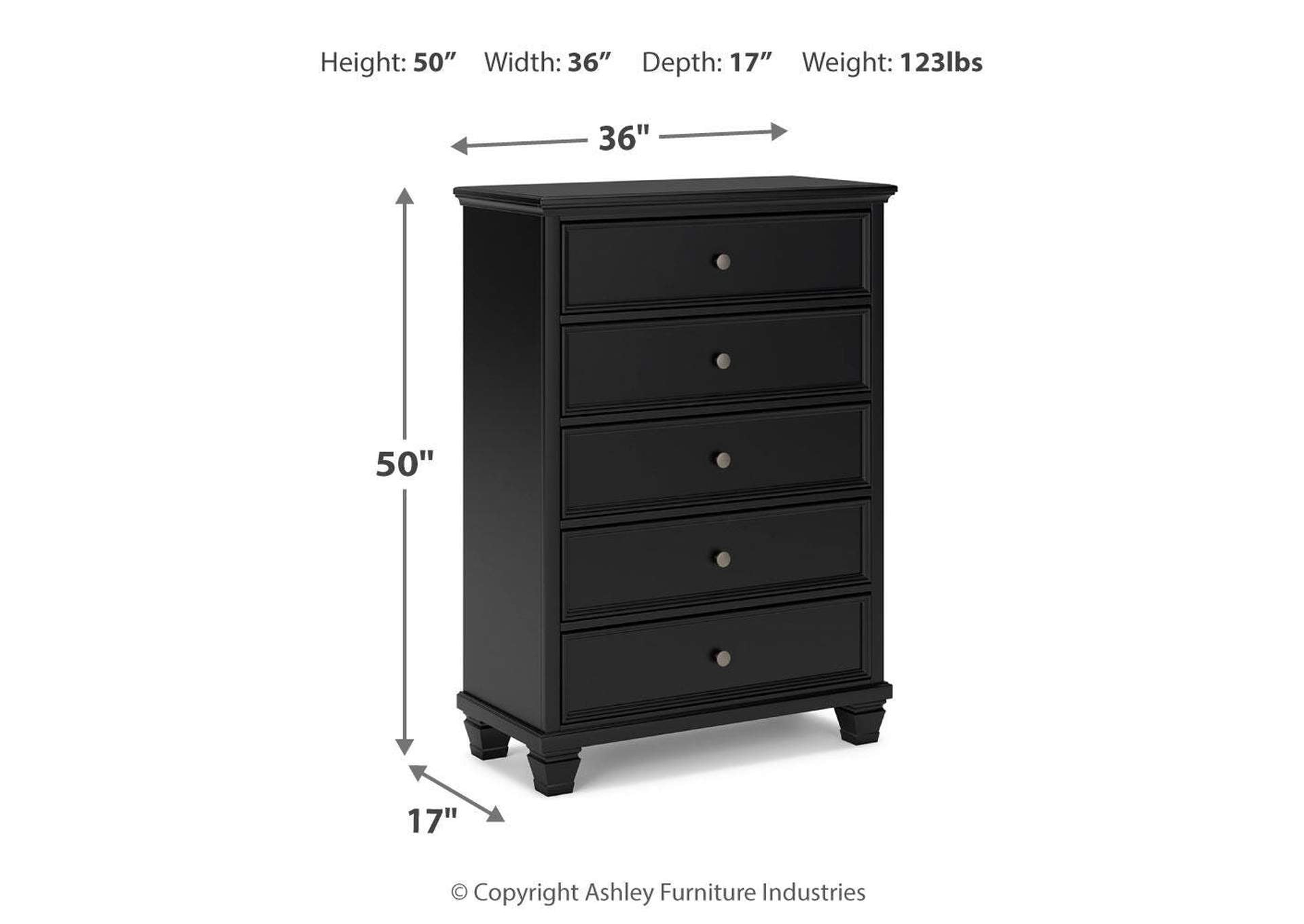 Lanolee Queen Panel Storage Bed, Dresser and Chest dimensions