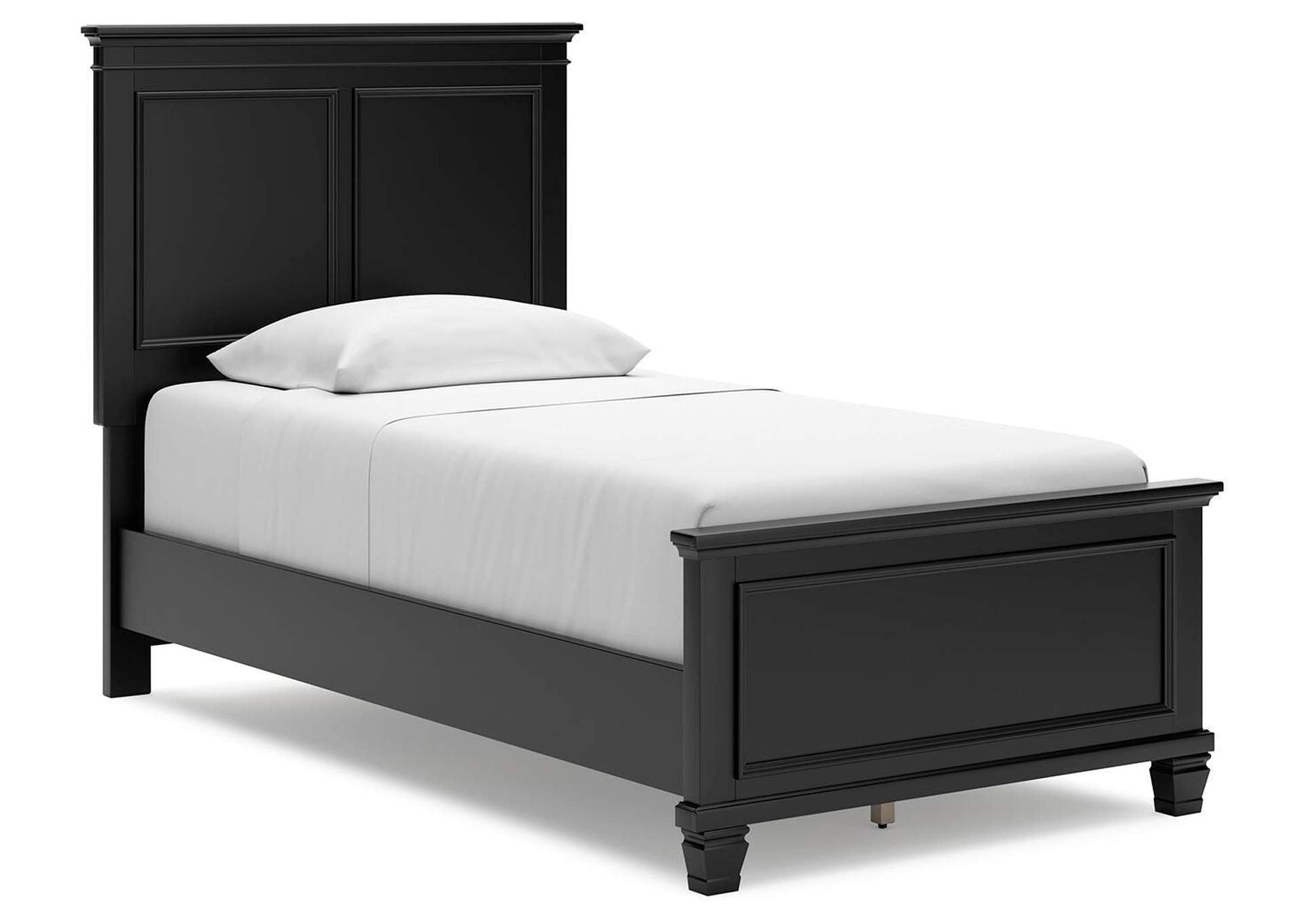 Lanolee Twin Panel Bed with Mirrored Dresser and 2 Nightstands angled view