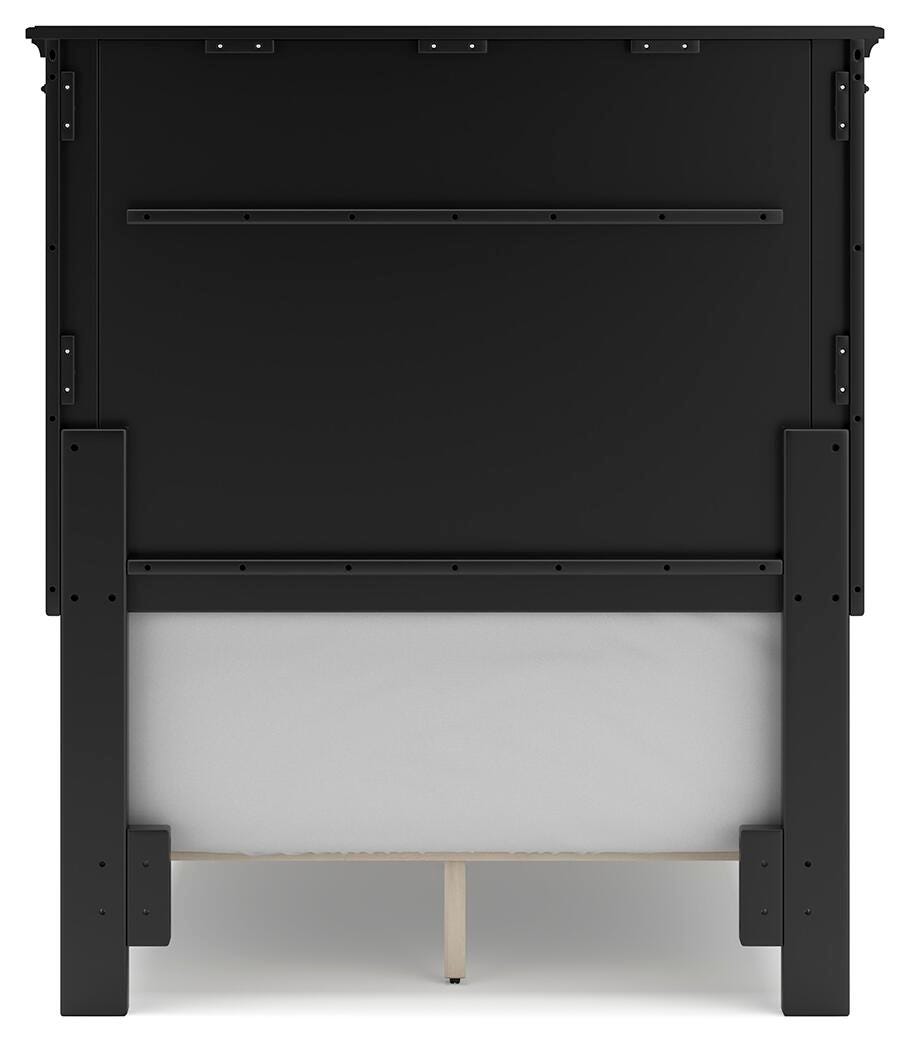 Lanolee Twin Panel Bed in Black, back view