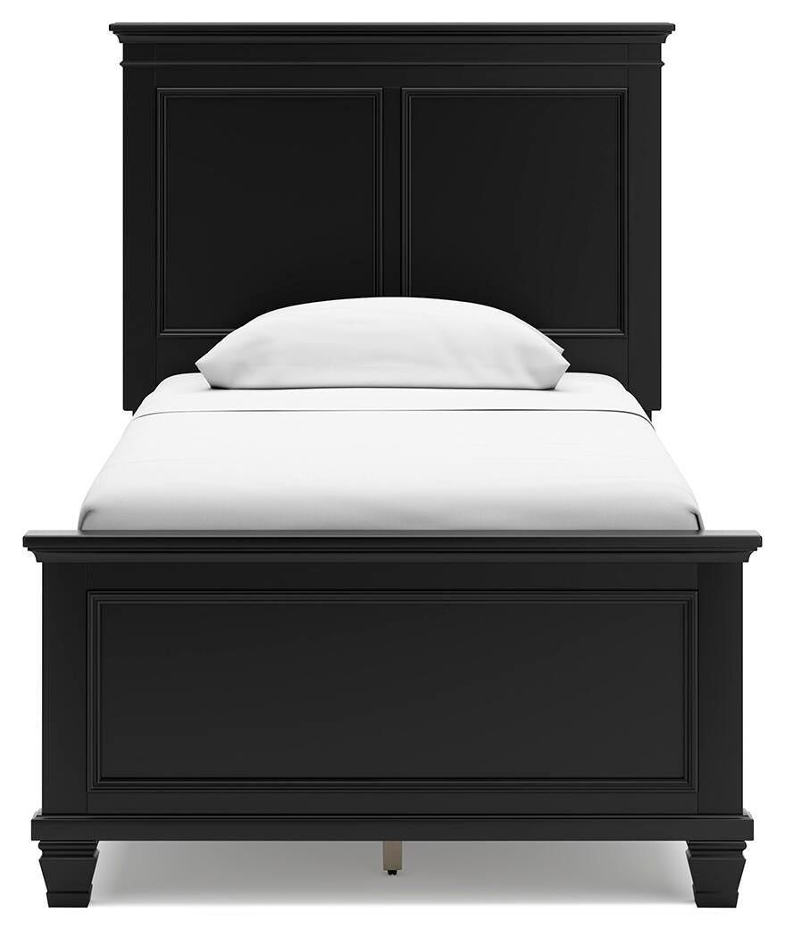 Lanolee Twin Panel Bed in Black, front view