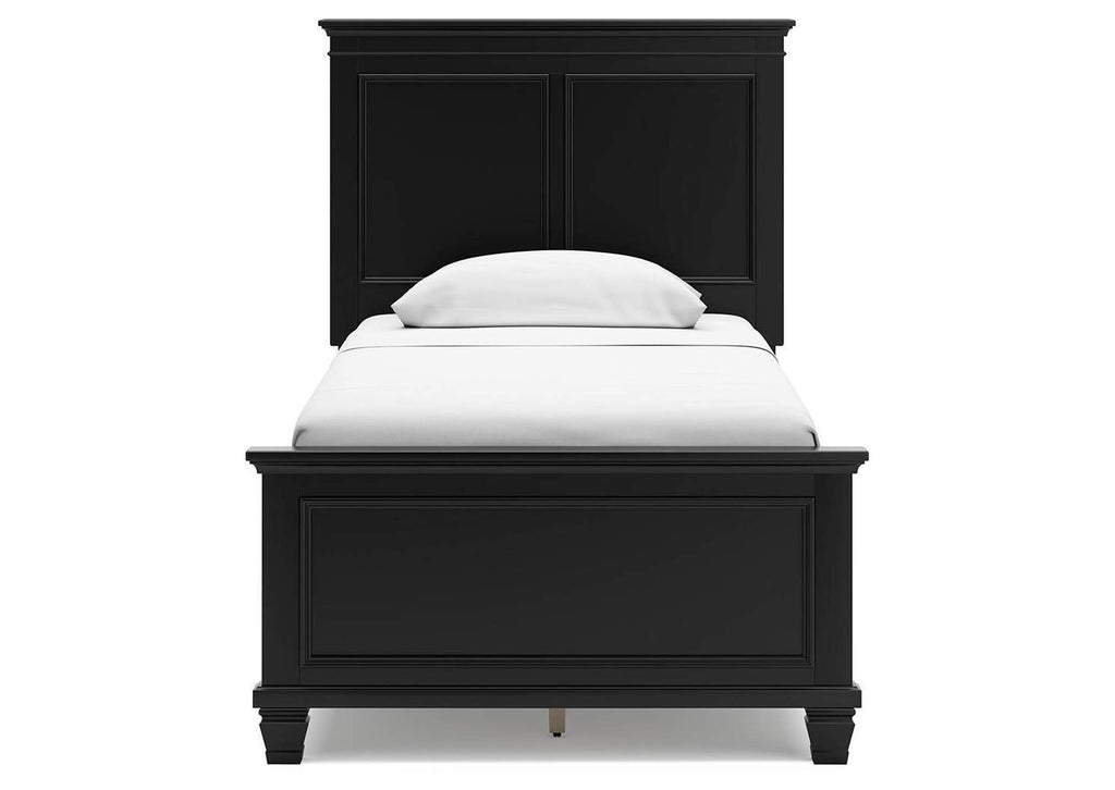Lanolee Twin Panel Bed with Mirrored Dresser and Chest