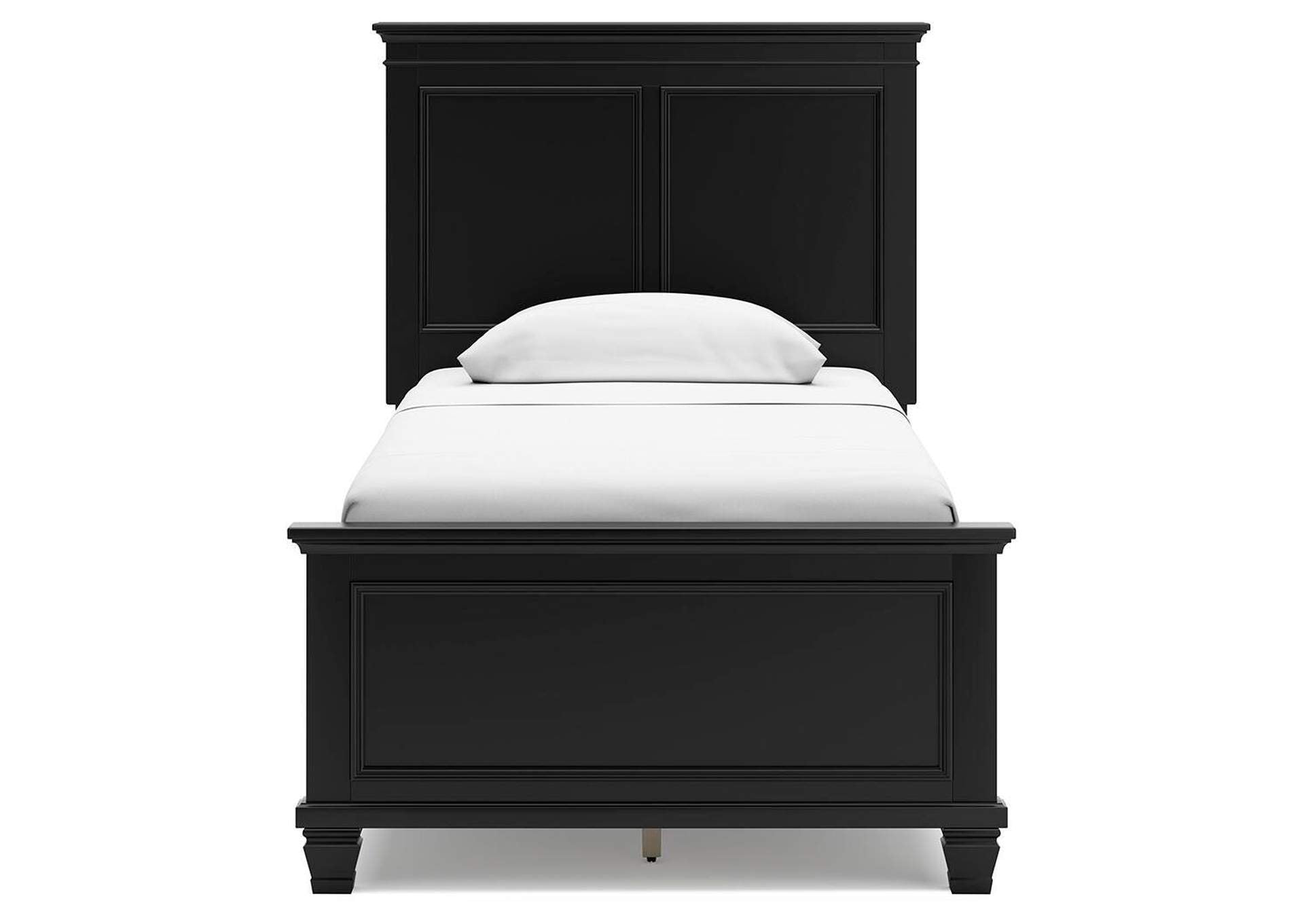Lanolee Twin Panel Bed with Mirrored Dresser and 2 Nightstands front view