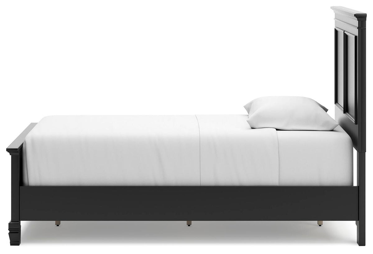 Lanolee Twin Panel Bed in Black, alternate side view