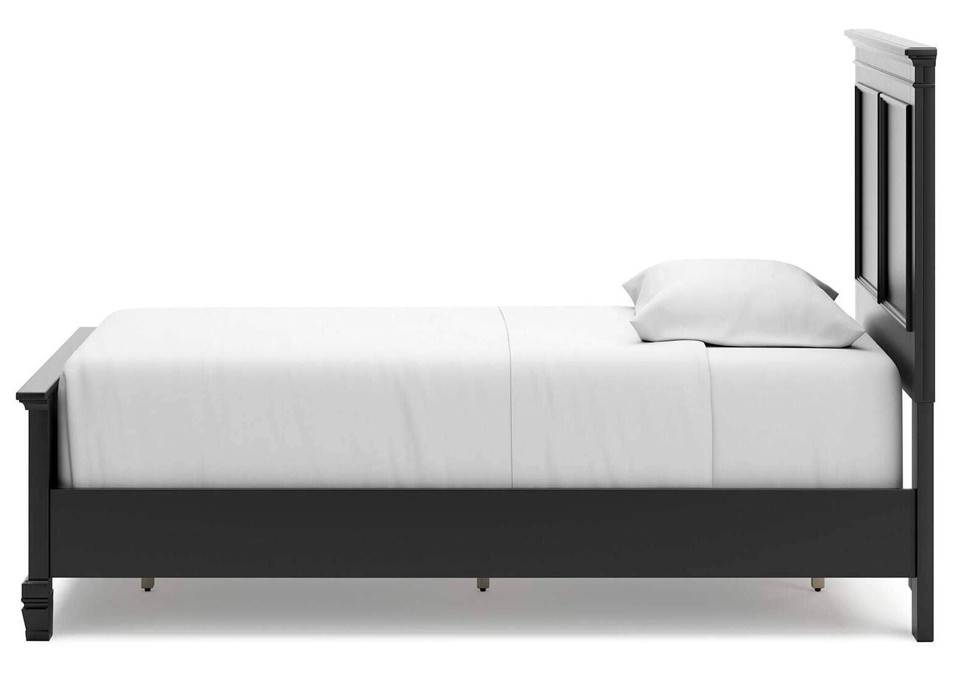 Lanolee Twin Panel Bed with Mirrored Dresser and Chest side view