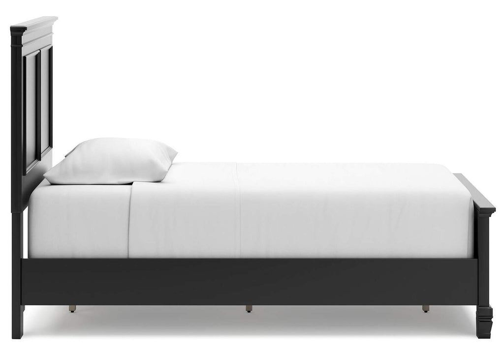Lanolee Twin Panel Bed with Mirrored Dresser side view