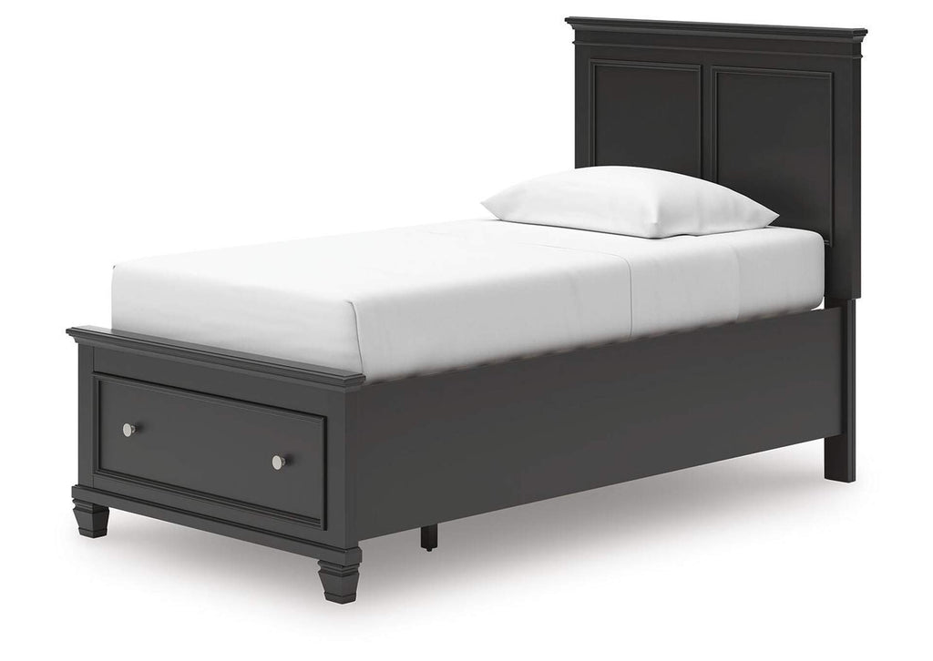 Lanolee Twin Panel Storage Bed and Dresser angled view