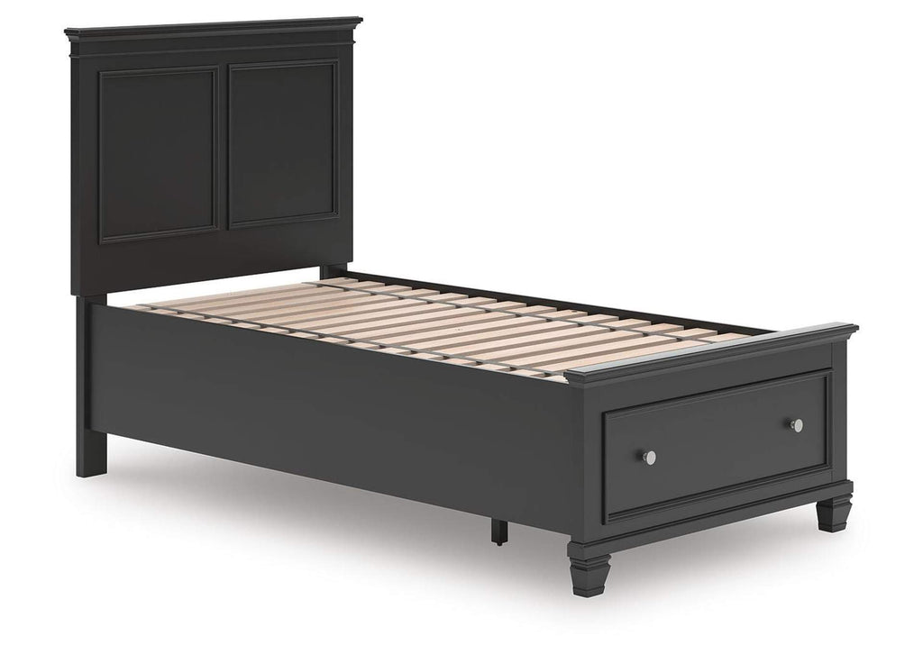 Lanolee Twin Panel Storage Bed and Dresser angled view