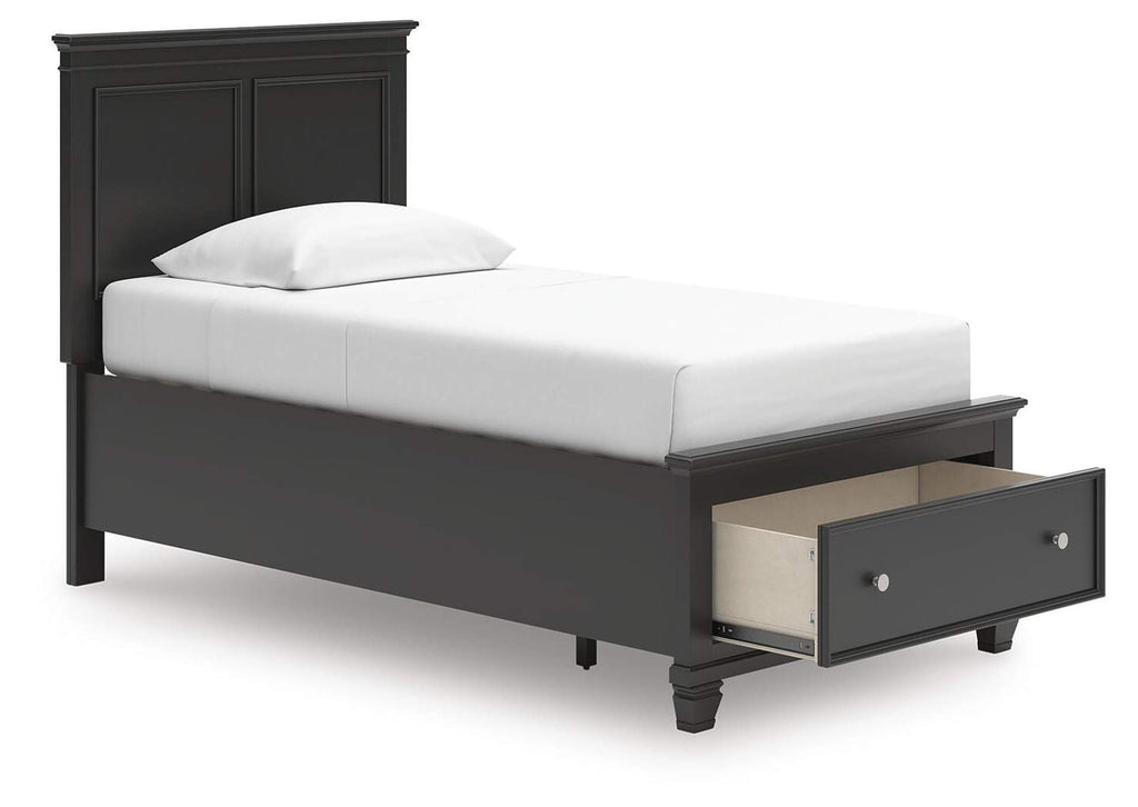 Lanolee Twin Panel Storage Bed, Dresser and Chest angled view
