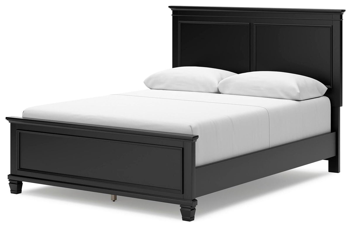Lanolee Queen Panel Bed in Black, angle view