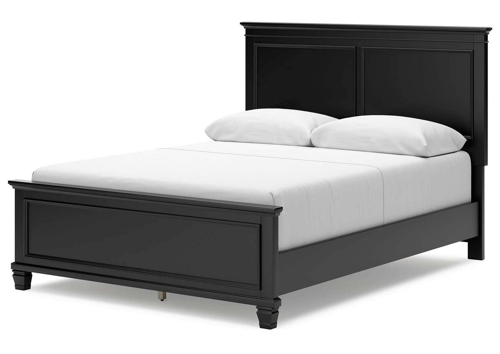 Lanolee Queen Panel Bed with Mirrored Dresser and Chest angled view