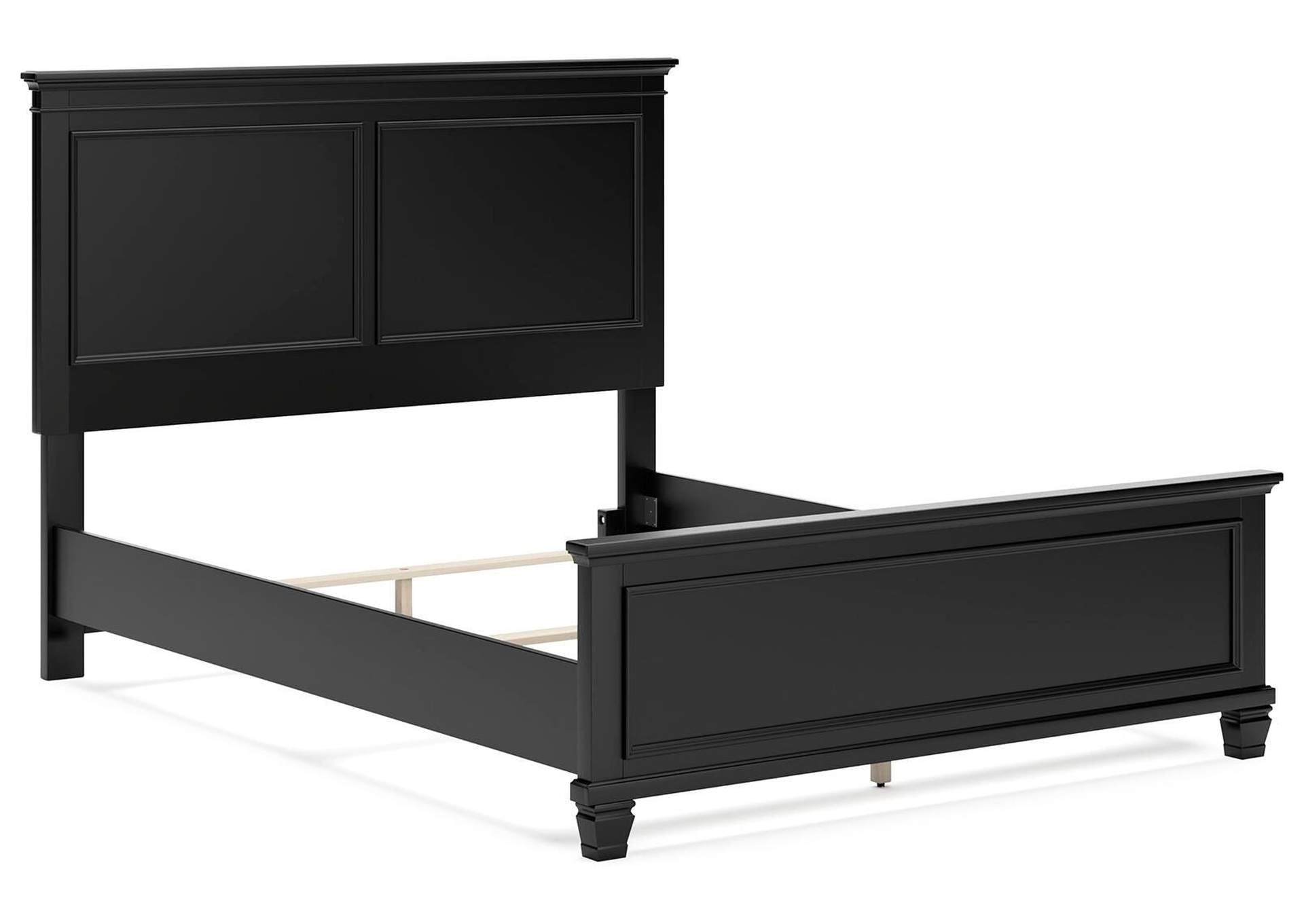 Lanolee Queen Panel Bed with Mirrored Dresser, Chest and Nightstand angled view