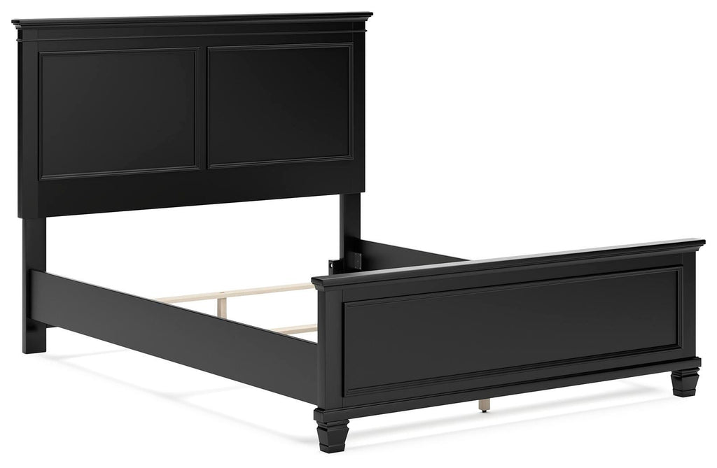 Lanolee Queen Panel Bed in Black, angle view