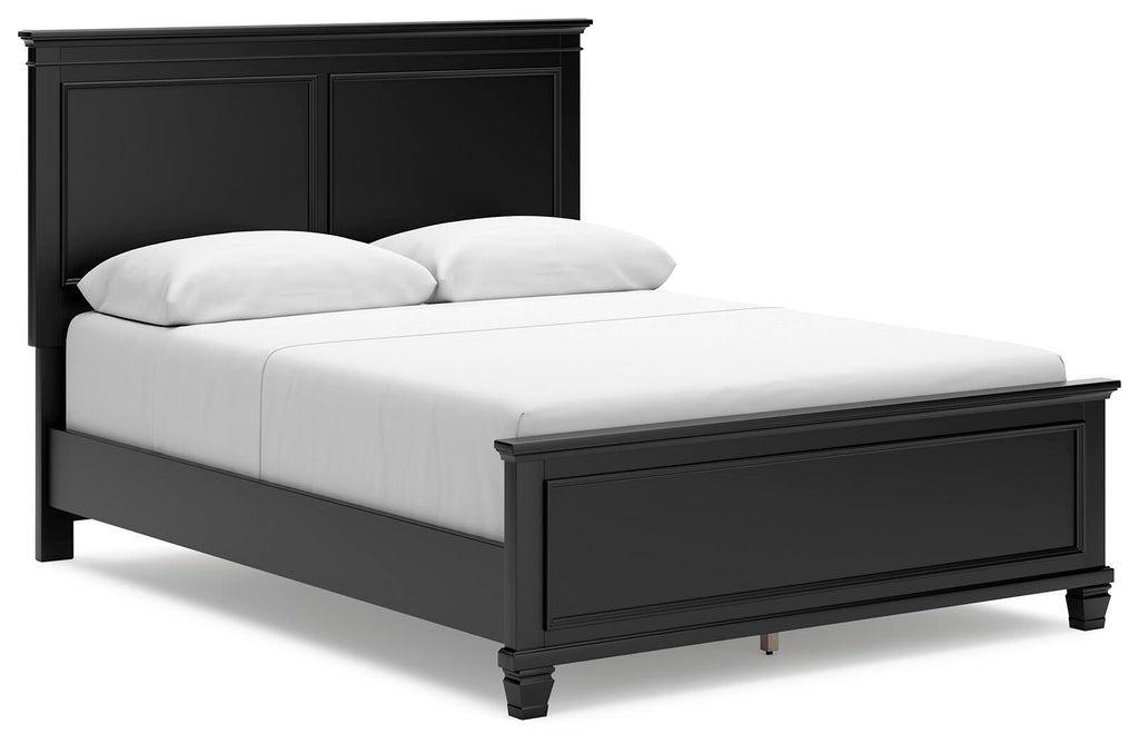 Lanolee Queen Panel Bed in Black, angle view