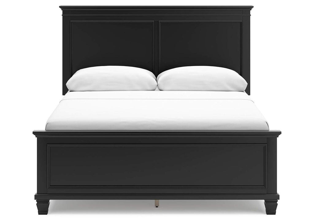 Lanolee Queen Panel Bed with Mirrored Dresser and 2 Nightstands front view