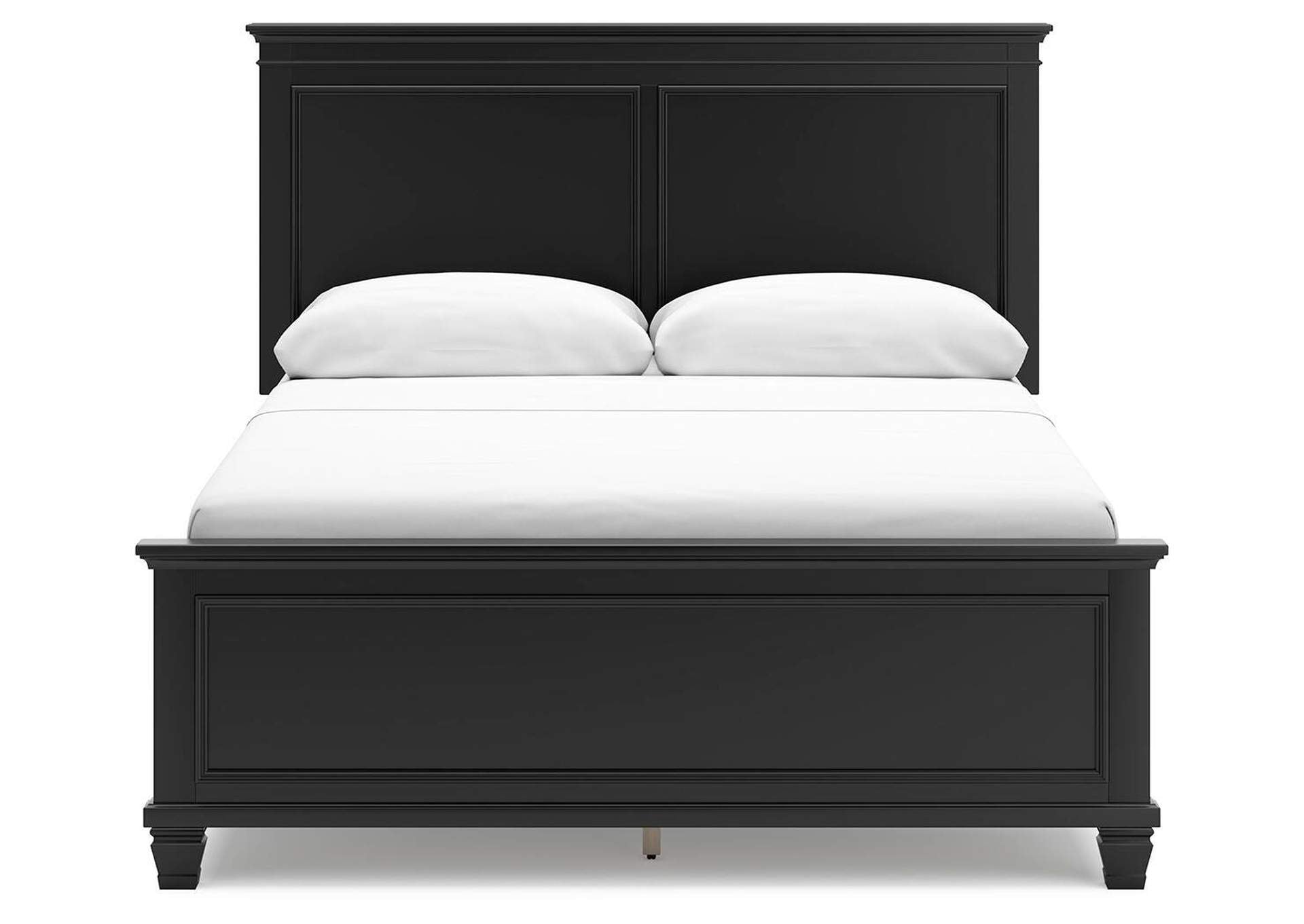 Lanolee Queen Panel Bed with Mirrored Dresser and 2 Nightstands front view
