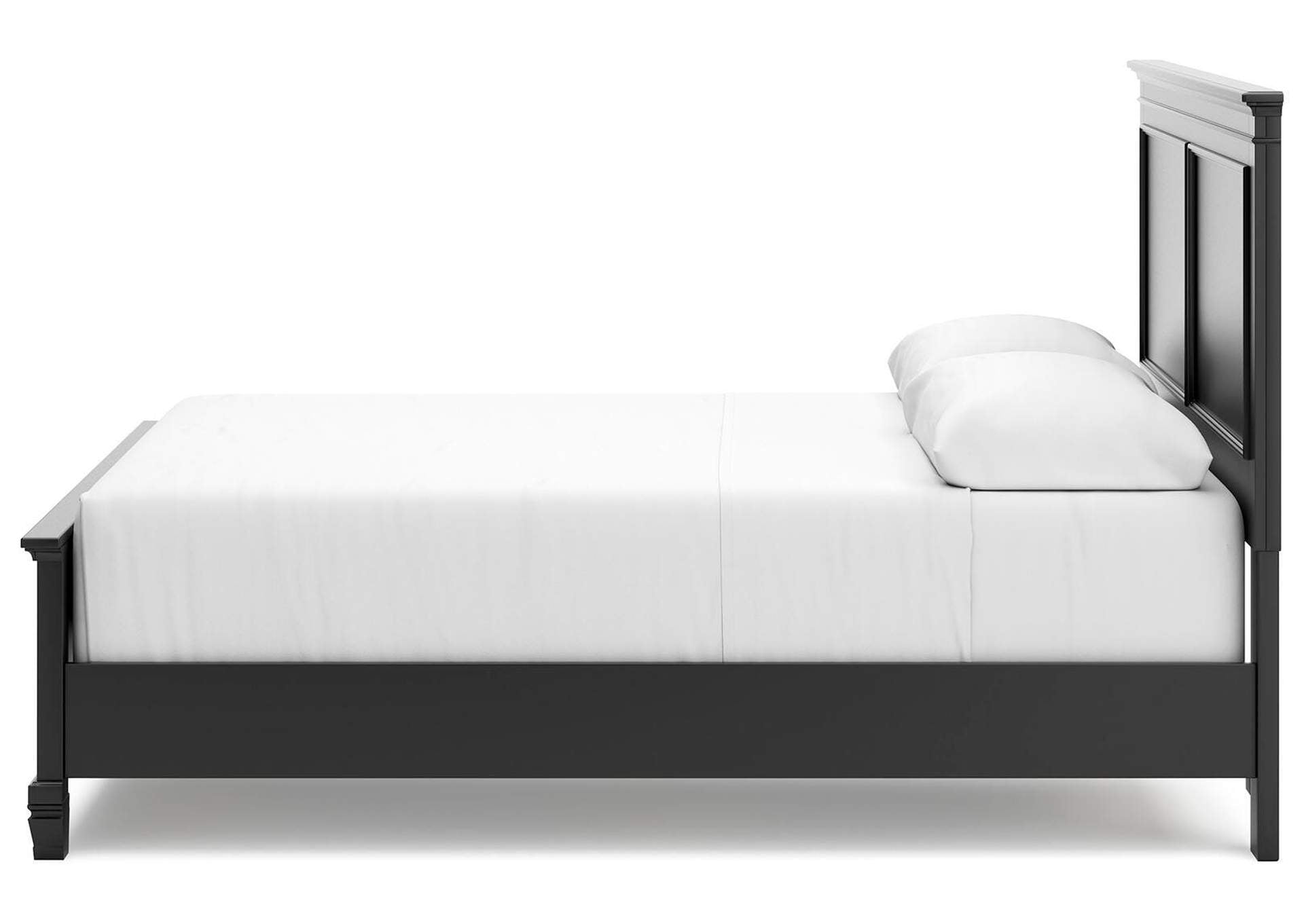 Lanolee Queen Panel Bed with Mirrored Dresser and 2 Nightstands side view