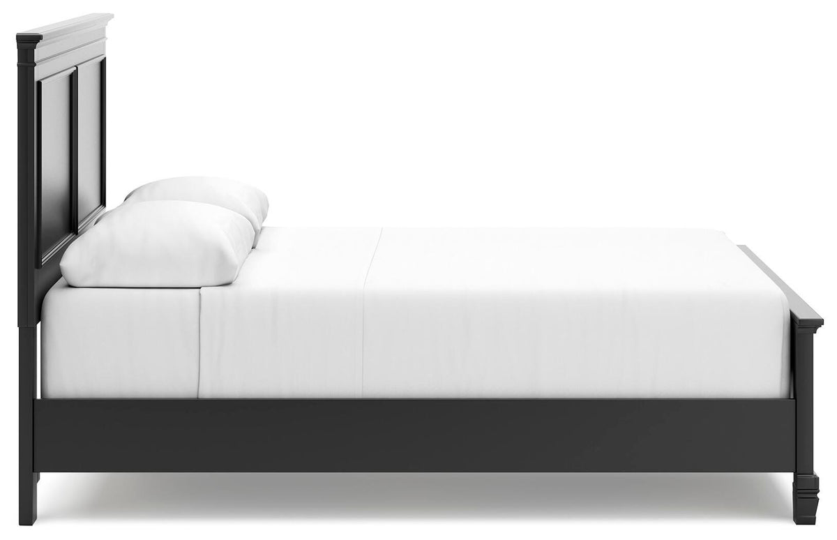 Lanolee Queen Panel Bed in Black, side view