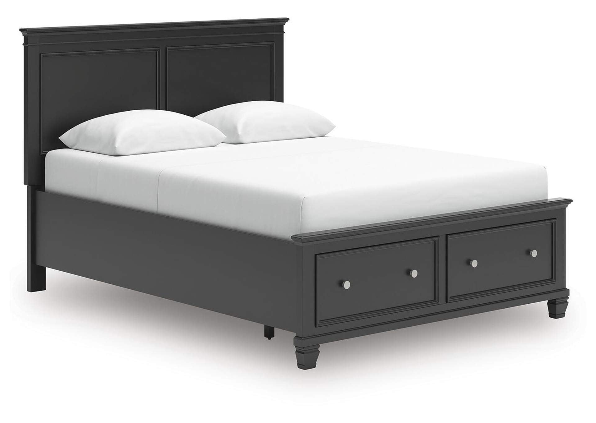 Lanolee Queen Panel Storage Bed, Dresser, Mirror and Nightstand angled view