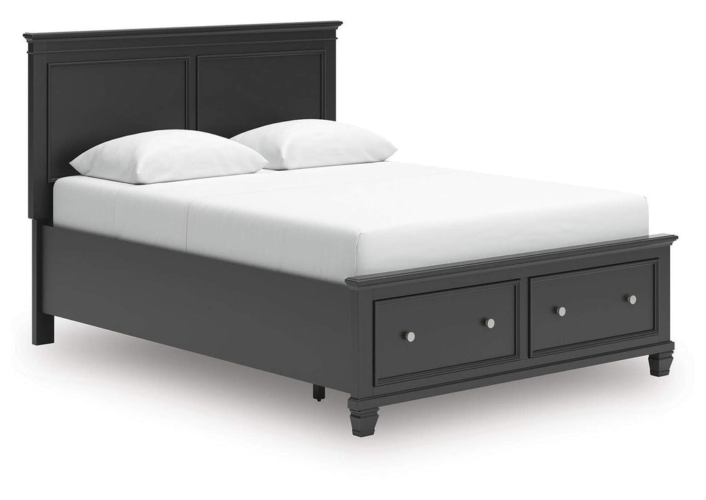 Lanolee Queen Panel Storage Bed, Dresser and Nightstand angled view