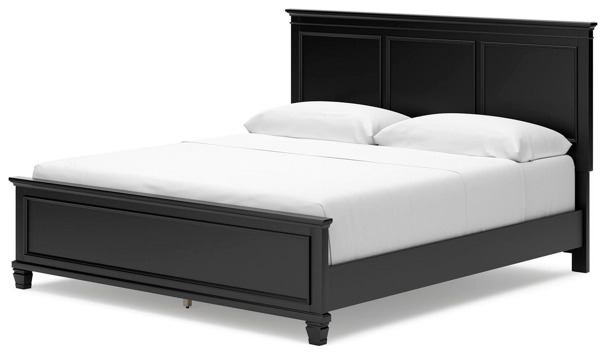 Lanolee California King Panel Bed in Black, angle view