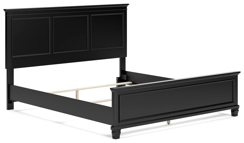 Lanolee California King Panel Bed in Black, angle view