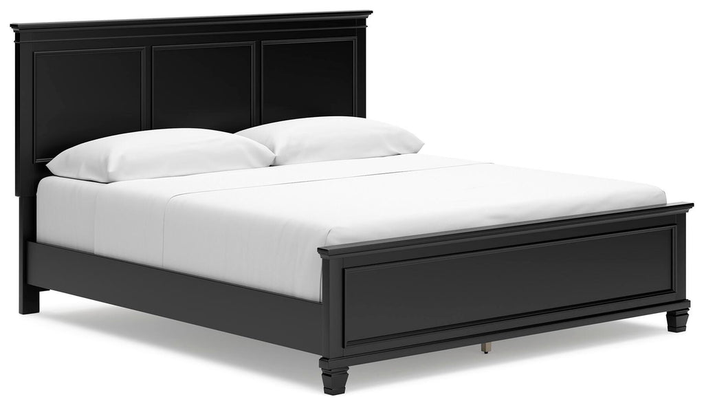 Lanolee California King Panel Bed in Black, angle view