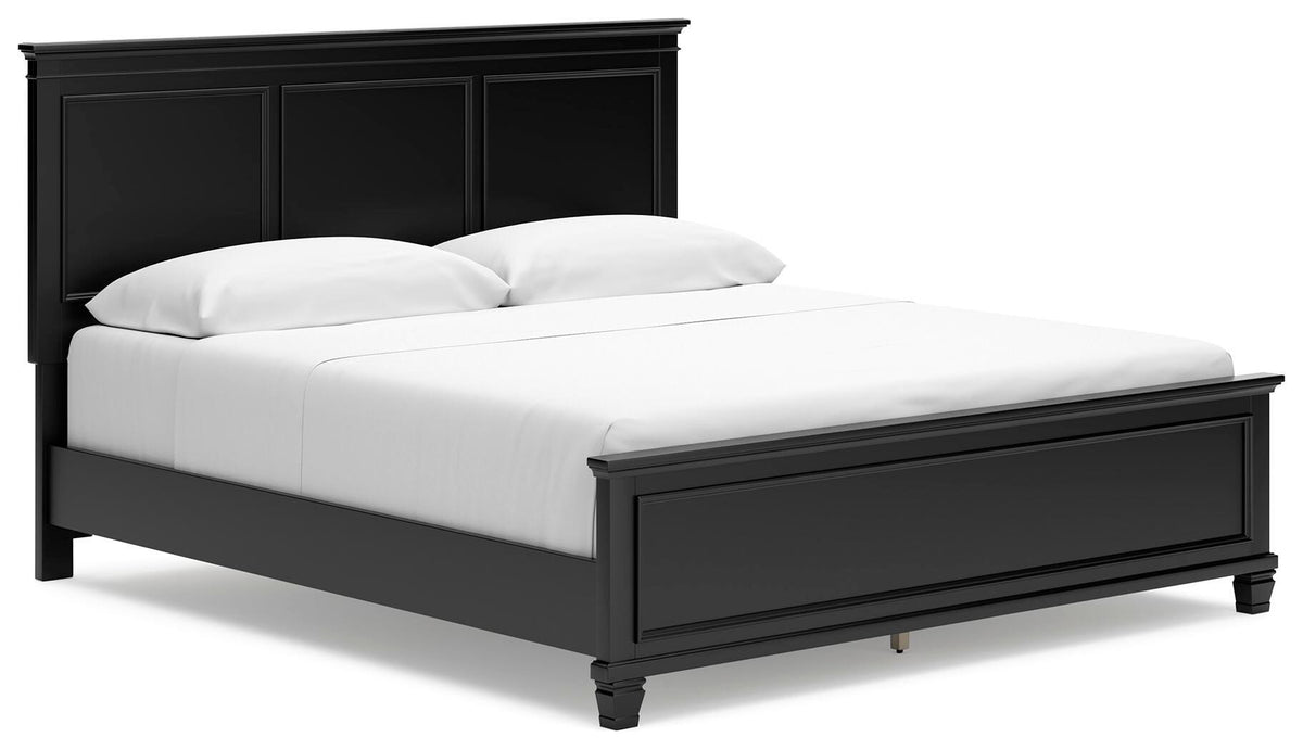 Lanolee California King Panel Bed in Black, angle view